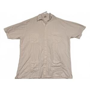 Giocam Cuban Guayabera Shirt Solid White Short Sleeve Mens 2XL Cotton Casual